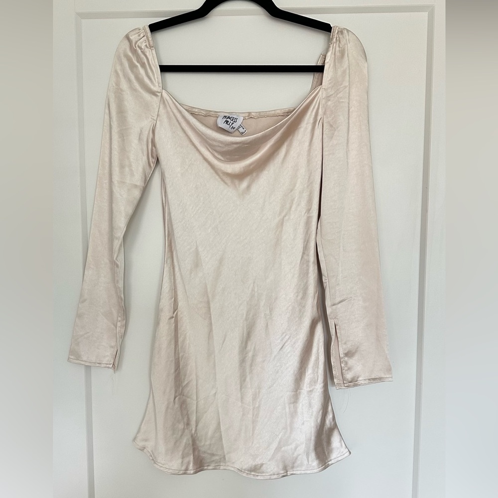 Princess Polly Star Power Mini Dress. Long sleeve silk dress.